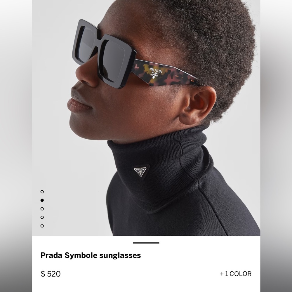 Prada Black Square Sunglasses with Tortoiseshell Arms